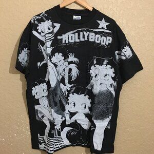 Betty Boop HollyBoop Hollywood T-Shirt XL Black All Over Print AOP